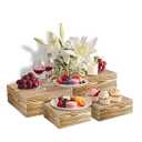 jubilander 4 Pcs Buffet Risers, Wood Food Riser Dessert Display Stand for Party Wood Cupcake Stands Nesting Box for Display (Lightly Burnt)