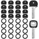 50 PCS Key Caps Covers Tags Soft Rubber Key Covers Identifiers Rings Toppers for Standard Flat House Keys,2 Styles (Black)