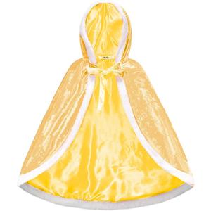 Princess Cloak with Hood Girls Cape Kid Toddler Costume Dress up for Halloween Christmas Carnival Cosplay (5-7 Years, Yellow)