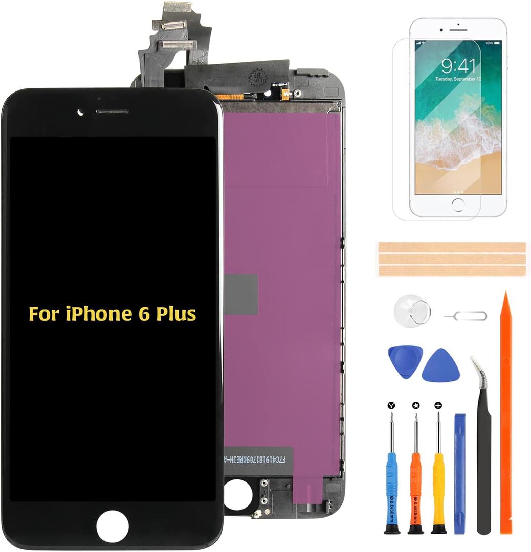 A-MIND for iPhone 6 Plus Original Screen Replacement,kit A1522 A1524 A15935.5 inch LCD Display Touch Screen Glass Digitizer Full Assembly Repair Kits,with Tools (Black)