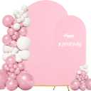 Set of 2 Wedding Arch Cover 2-Sided Round Top Spandex Fitted Arch Backdrop Cover for Birthday Party Baby Shower Wedding Arch Stand Decor7.2FT, 6FT, Pink