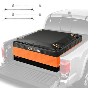 [Jumbo 38 CuFt] Truck Bed Cargo Bag, 100% Waterproof Heavy Duty Pickup Storage Bag (58"x49"x23"), Heat-Welded Seams & 3-Side Zipper, Fits Full-Size Trucks for Moving & Camping