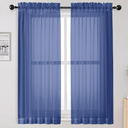 OWENIE Sheer Curtains 63 Inch Length 2 Panels Set, Light Weight Soft Solid Fimly Sheer Curtains for Bedroom Living Room, Light Filtering Airy Voile Sheer Curtain, Royal Blue, 42Wx63L Inch