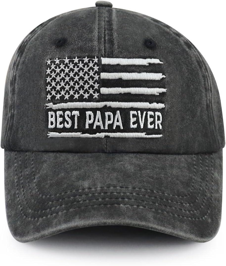 The Best Dad Papa Hat for Men, Funny Adjustable Cotton Embroidered Daddy Baseball Cap