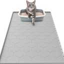 Cat Mat for Litter Box, Large 34" X 22" Cat Litter Mat, Waterproof Silicone Pad for Floor, Gray (Grey)
