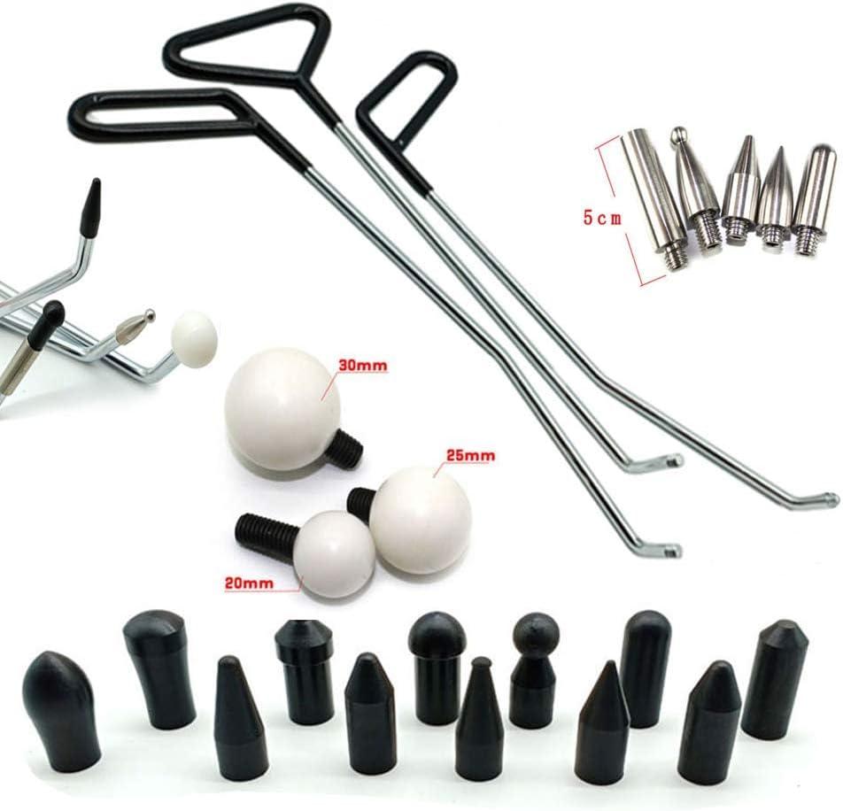 Paintless Dent Repair Tools 6 Pieces of Dent Removal Rods with Awl Head Paintless Dent Removal Kit Car Auto Body Dent Removal of Hail Dents and Door Ding (3pcs .Rod 20 pcs Pen)