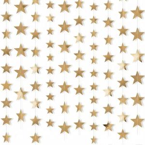 Patelai 210 Feet Glitter Star Garland Banner 2026 Party Decoration Double Side Star Hanging String Streamer Paper Twinkle for Graduation Wedding Birthday (Champagne Gold)