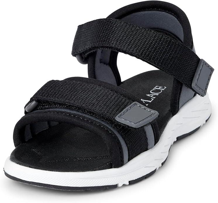 The Children's Place Baby Boys and Toddler Sporty Sandal with Adjustable Straps, 7, Black/Grey