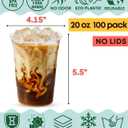 Cappatua 20 oz Clear Plastic Cups 100 Pack Disposable Drinking Cups for Party, BPA-Free Cold Cups, Recyclable & Durable Plastic Party Cups Tumblers for Iced Coffee, Cocktails, Juice, Wine, Beer
