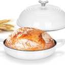 Bread Dutch Oven for Sourdough Baking (5.5 QT), Joyfair Enameled Cast Iron Dutch Oven Pot with Lid, Sourdough Bread Pan with Heavy Duty Dual Handles, Non-Stick & Even Heat, Oven-safe up to 500°F White