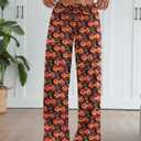 Aoulaydo Women's Wide Leg Lounge Pants Low Rise Baggy Pajama Bottoms with Pockets Y2K Pjs Bottoms (Orange, XXL)