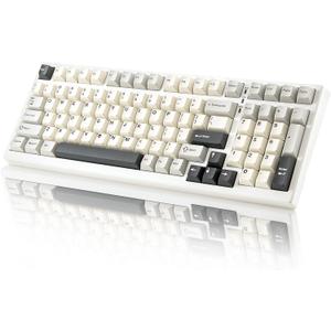 YUNZII YZ98 Gasket Mechanical Keyboard,99 Key Hot Swappable BT5.0/2.4G/USB-C Wireless NKRO 98% 1800 Layout with RGB LED Backlit for Linux/Win/Mac(Milk Switch, White)