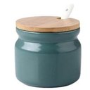 Saycker Ceramic Sugar Bowl with Lid and Spoon, Seasoning Storage Jar Sugar Pot Salt Container for Coffee Bar, Home Kitchen(Green)