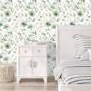 Sage Green Floral Peel and Stick Wallpaper Self Adhesive Removable Modern for Bedroom Accent Wall Renter Friendly Thick Watercolor Natural Flower Wallpaper 17.7" x 70.8"