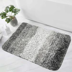 Bathroom Rug Mat Grey Bath Rugs Thick Soft Microfiber Bath Carpet Absorbent Machine Washable Rugs for Shower Floor Bathroom Runner Non-Slip Bathmat 19x28 Inch