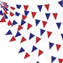 32Ft Red Blue White Banner Party Decorations Fabric Pennant Triangle Flag Bunting Garland for Patriotic 4th of July USA American Independence National Day Graduation Birthday Wedding Outdoor Decor
