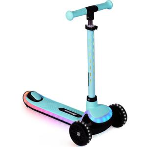 Rahmory 3-Wheel Light-Up Kids Scooter, 20 Different Light Patterns,Three Adjustable Heights,Lean to Steer, Balance Scooter for Ages 3-8 (Blue)