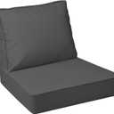 AAAAAcessories Outdoor Deep Seat Cushions with Double Welted Pillow, Waterproof, Fade-Resistant Patio Furniture Replacement Cushions, 24" x 24" x 5" + 24" x 19", Dark Gray