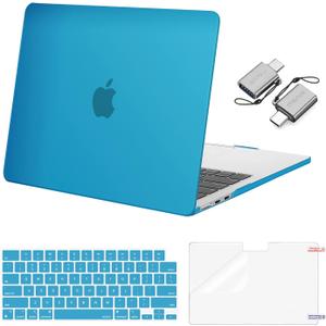 MOSISO Compatible with MacBook Air 13 inch Case M5 2026 M4 2025 M3 M2 2024-2022 A3449 A3240 A3113 A2681, Hard Shell&Keyboard Cover&Screen Film&Type C for MacBook Air 13.6 inch Case, Aqua Blue