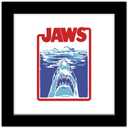 Trends International Gallery Pops Jaws - 50th Anniversary Shark Badge Wall Art, 12" x 12" Gallery Pops Wall Art, Black Framed Version