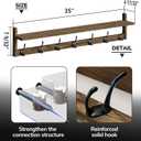 BAMEOS 35" L Wooden Coat Rack Wall Mount, Large Wall Coat Hooks with Shelf, Wall Hanging Shelf with 7 Dual Metal Hooks for Entryway, Bathroom, Kitchen, Living Room, Bedroom