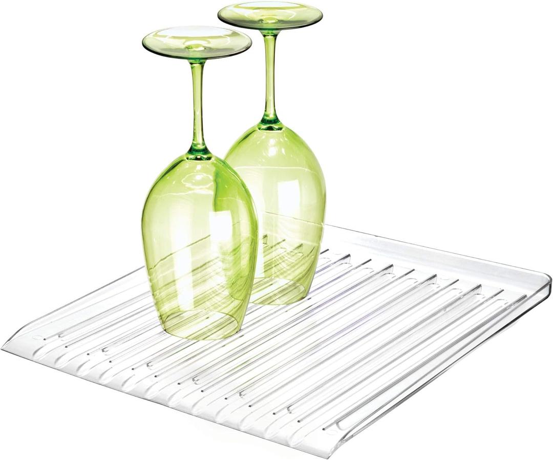 iDesign Forma BPA-Free Plastic Dish Drainer - 12" x 14.25" x 1.5", Clear (Drainboard)