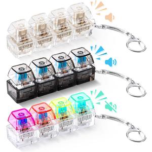 Halloscume 3 Pcs 4-in-1 Keyboard Fidget Clicker Keychain Clicky, Creamy & Silent Adults Stress Relief Fidget Clicker Keychain Ideal Gift Boost Focus Calm Anxiety for Work Travel