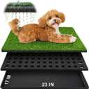 Dog Grass Pad with Tray, 23''X17'' Small Artificial Turf Grass Potty, Reusable Puppy Pee Pads for Dogs, Portable Dog Litter Box for Indoor Outdoor Potty Training Toilet