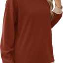 Besshopie Womens Long Sleeve Shirts Crewneck Casual Tunic Tops Fall Fashion Outfits (Brown, M)