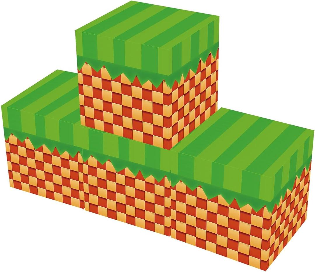 Zliisang 4pcs Large Green Grass Boxes for Birthday Party Decorations Cartoon Theme Balloons Box Birthday Party Supplies