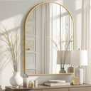 Arched Bathroom Mirror for Wall, 38" x 26" Gold Metal Frame Vanity Mirror, HD Glass Over Sink for Bathroom, Entryway, Bedroom