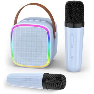 Texpot Karaoke Machine with 2 Wireless Microphones, Kids Toys Portable Bluetooth Speaker for Kids Adults Toddler, Christmas Girls Toys for 4 5 6 7 8 9 10 12 Year Old Birthday Gift Ideas (Blue)
