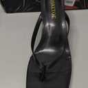 Sketoe Kitten Heels for Women Square Toe Sandals Flip Flop Heels Thong Sandals Comfortable Summer 2 Inch Heels Sandals (7.5, Black)