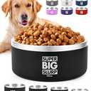Tuff Pupper 100 oz Heavy Duty Insulated Stainless Steel Dog Bowl for Large Dogs, Non-Slip Base, Dishwasher Safe
