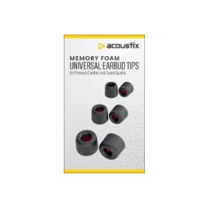 Acoustix Universal Memory Foam Replacement Earbud Tips - Black, 6 pc 