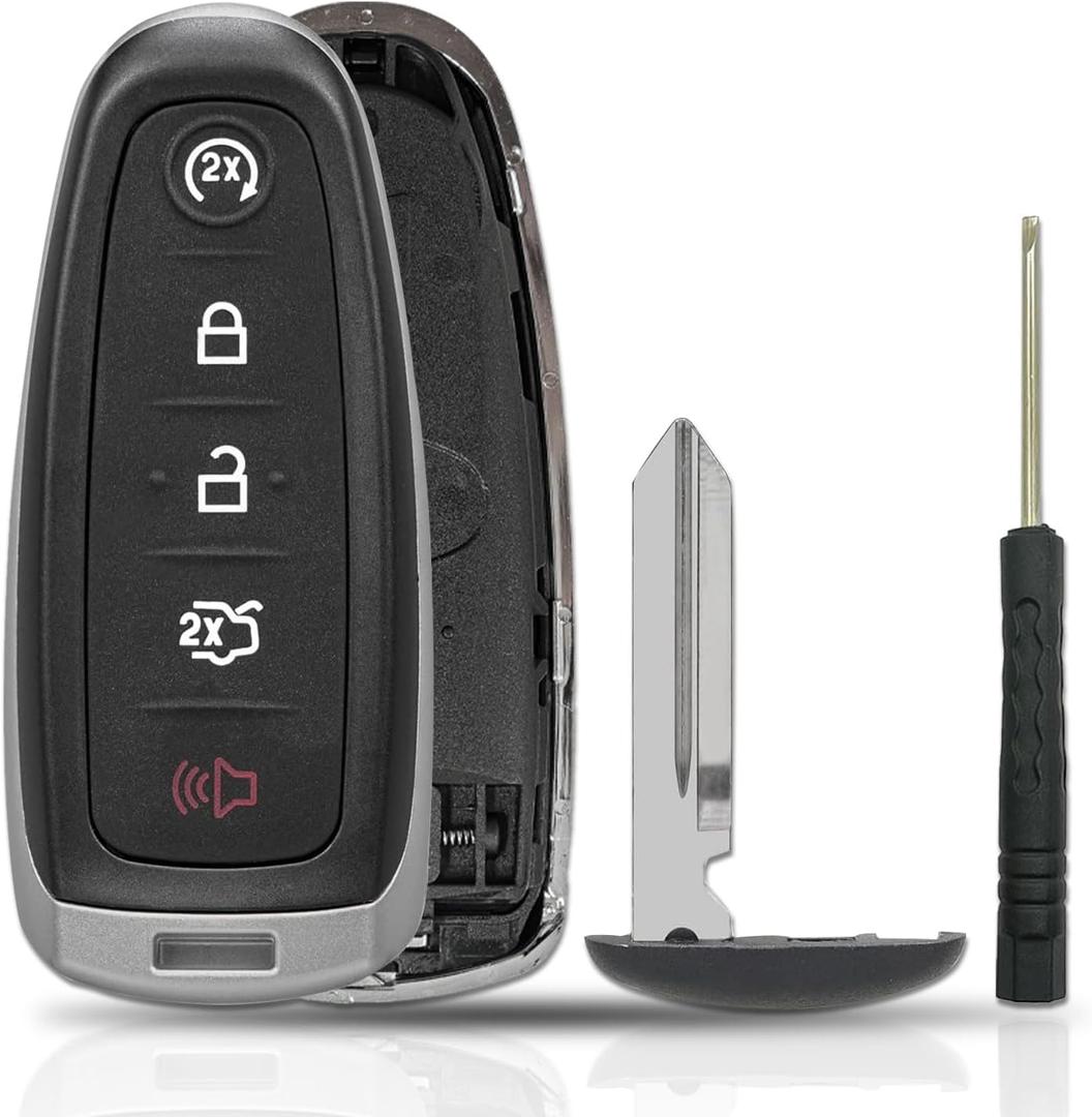 5-Button Smart Key Fob Shell Fit for Ford Escape 2013-2019/Explorer 2011-2015/Edge 11-15/Lincoln MKT 13-20, M3N5WY8609 164-R8092;Keyless Entry Housing for Push-to-Start Models (No Electronics)