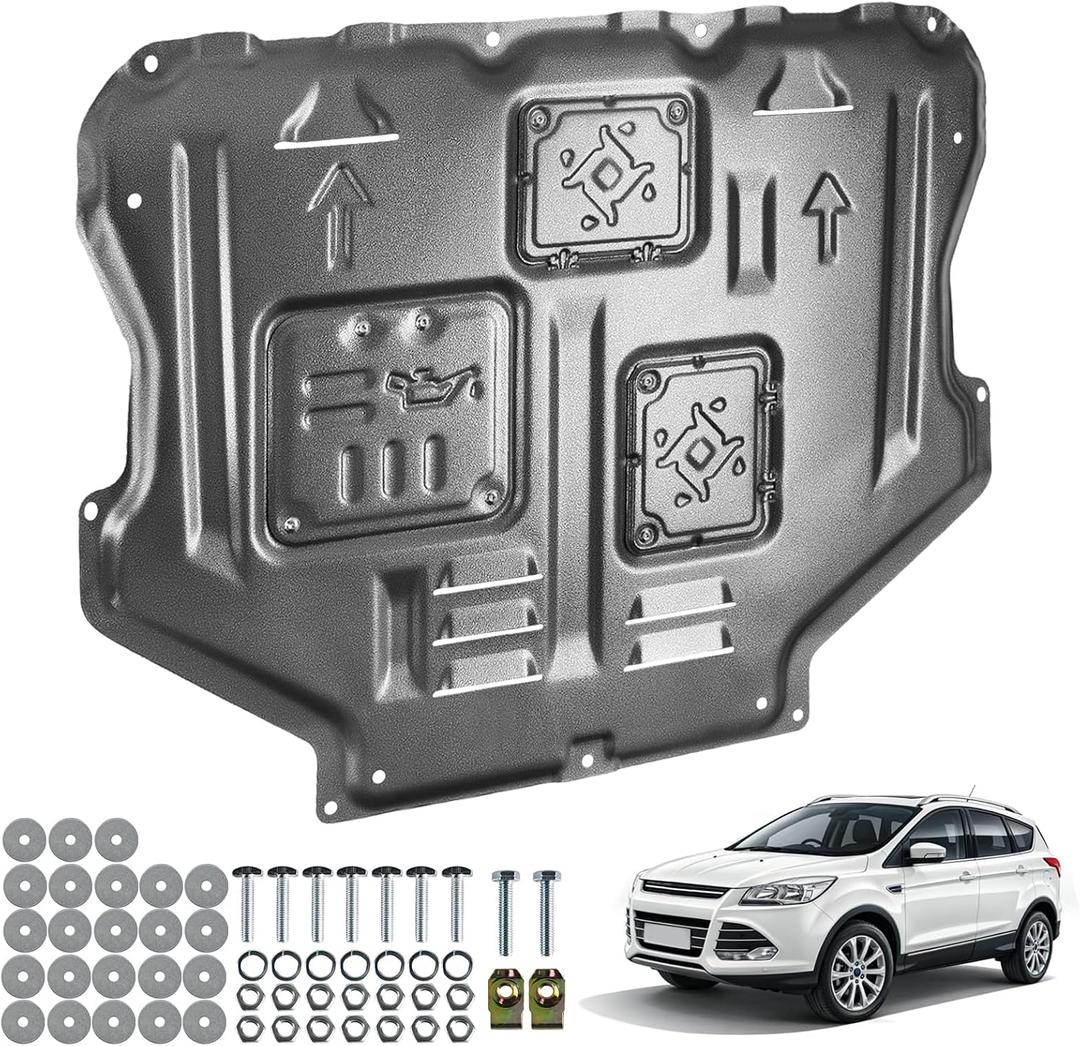 Upgrade Manganese Steel Front Engine Splash Shield for Ford Escape 2013-2019, Front Engine Splash Shield Guards Suitable for Escape Under Engine Cover, Directly Replace Original