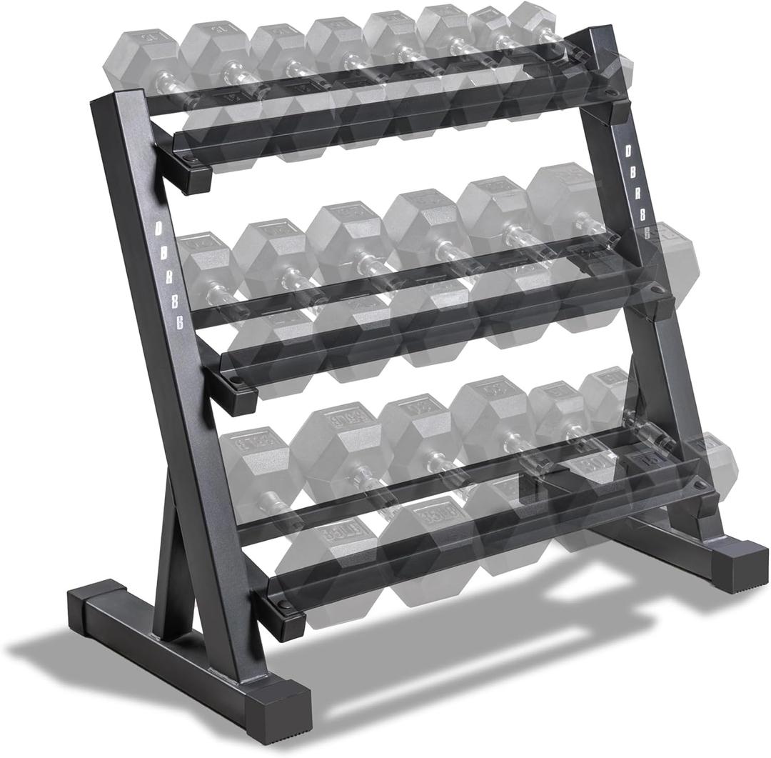 Marcy Weight Storage Organizer Racks for Dumbbells, Kettlebells, Weight Plates (Dark Grey 3-Tier DB Rack)