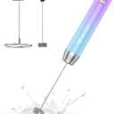 Maestri House Rechargeable Milk Frother with Stand, LunaFro Handheld Electric Foam Maker Waterproof Detachable Stainless Steel Whisk Drink Mixer Foamer for Lattes, Cappuccino