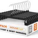 HOUSE DAY Pants & Skirt Hangers - 10 Pack Pants Hangers with Non-Slip Big Clips - Closet Hanger for Shorts, Shirts, Jeans, Slacks, Clothes, Clothing - Durable, Slim & Space Saving, Black - 12 Inch
