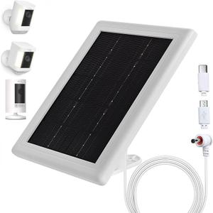 Ring Camera Solar Panel Charger, 5V 3.5W Solar Charger Compatible with Ring Spotlight Cam/Stick Up Cam Battery Outdoor Wireless Surveillance Camera, 16.4ft Cable (White, 1 Pack)