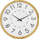 Farmhouse Silent 16" Wall Clock Battery Operate,Wooden Non Ticking Sweep Movement, Large Farmhouse Wall Clock for Kitchen, Bedroom, Home Office, Living Room Decor, Arabic Numerals