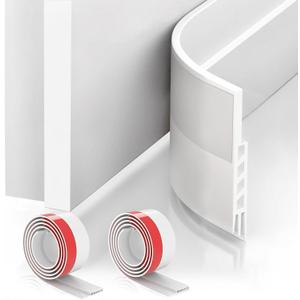 Suptikes 2 Pack Door Draft StopperDoor Sweep for Exterior & Interior Doors,Door Bottom Seal Dust and Noise Insulation Weather Stripping Draft Guard Insulator, 1.8" W x 37" L,White
