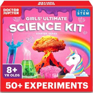 Doctor Jupiter Girls' Science Kit, Chemistry Set for Kids Ages 8-10-12-14 Ideas for 8,9,10+ Year Old Girls | STEM Toy Kit with 50+ Experiments | Learning & Educational Projects