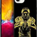 Case Compatible with iPhone 16E,American Football Covers for Men/Boys,Four Side Frame Anti-Skid Soft Silicone Shockproof Protective Case for iPhone 16E 6.1inch