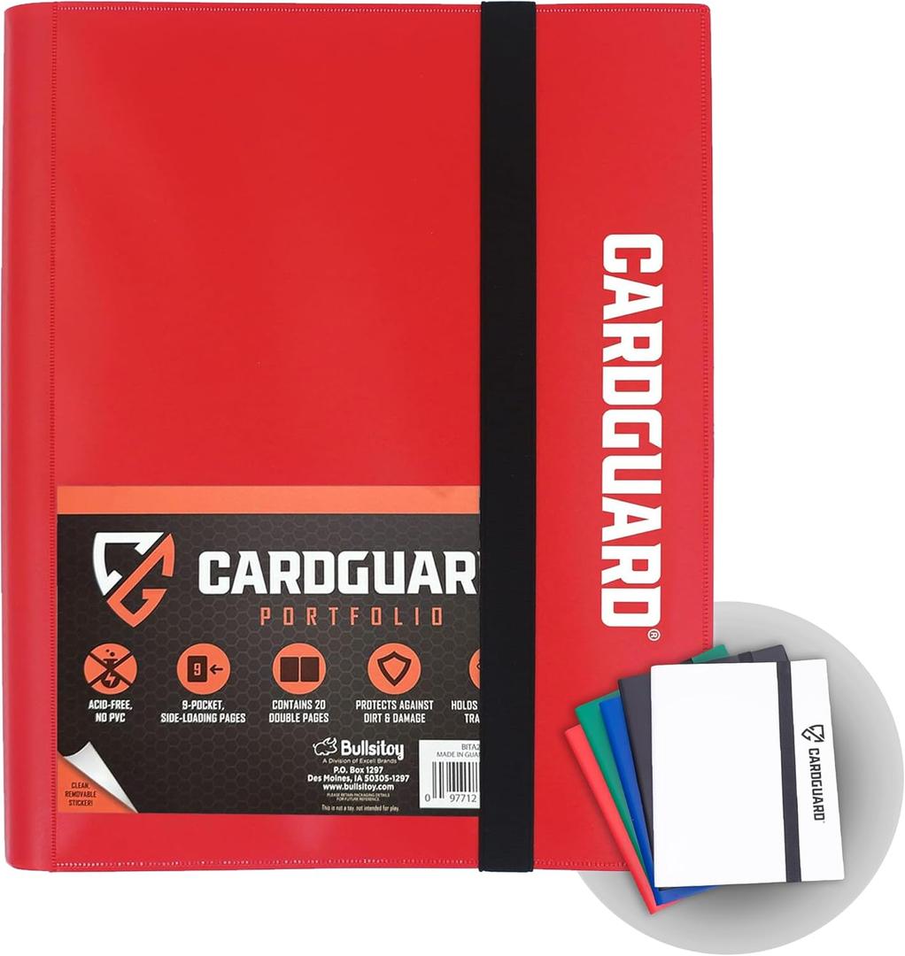 CardGuard Trading Card Binder Pro-Folio 9 Pocket Binder - Side-Loading Album, Durable & Acid-Free Storage for Pokmon, YuGiOh, MTG, TCG, Game & Sports Cards, Red