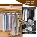 Upgraded Thickened Clear Garment Bags for Hanging Clothes 4 Packs (40 & 50 inch), 10 Gusseted Clothes Hanging Storage Bags for Closet, Shirts, Coats, Dresses