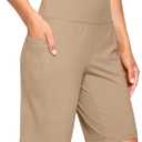 G Gradual Women's 9" Bermuda Long Shorts with Pockets High Waisted Athletic Knee Length Shorts for Women Walking Workout (Khaki,XL)