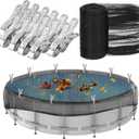 24 Feet Round Leaf Net Cover for Above Ground Pool, Winter Cover Mesh Cover with 16 Pcs Large Metal ClipsPool Safety Net Fits 24FT Above Ground Pools, Keeps Leaves Out of Your Pool Black