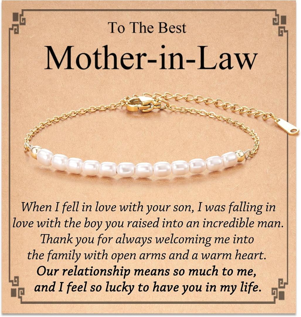 Tarsus Artificial Pearl Bracelet for Women, Mom/Mother-in-Law/Nana/Aunt/Grandma, Birthday Christmas Mothers Day Wedding Day